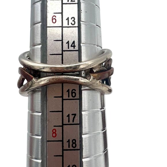 Butterscotch Amber Sterling Silver Artisan Statement Ring Scroll Design Size 7 - Picture 8 of 10